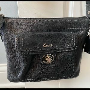 Coach black leather crossbody bag